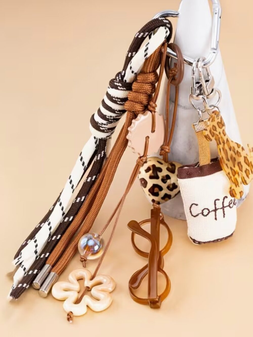 BOUTIQUE HIPPEE HARVEST MULTI STRAND BAG CHARM OR KEYCHAIN